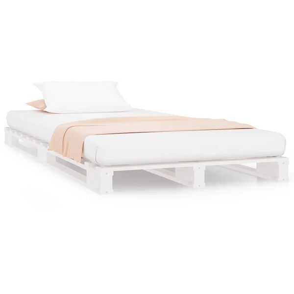 vidaXL Pallet Bed without Mattress White Single Solid Wood