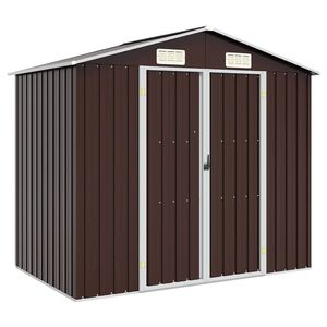 vidaXL Garden Shed | Brown | Galvanised steel | Large | Garden Shed