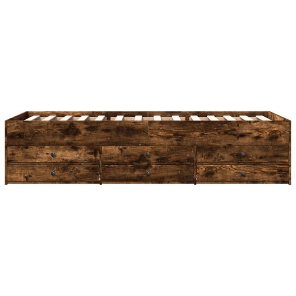 vidaXL Daybed with Drawers without Mattress Smoked Oak 100x200 cm