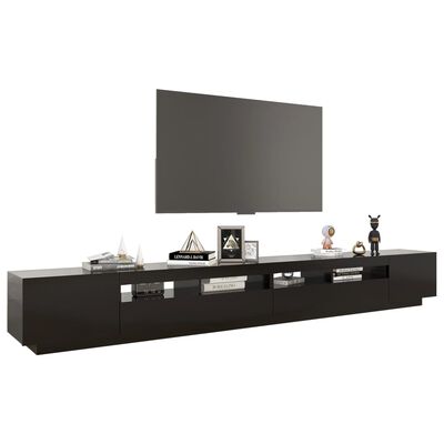 vidaXL TV Cabinet with LED Lights Black 300x35x40 cm