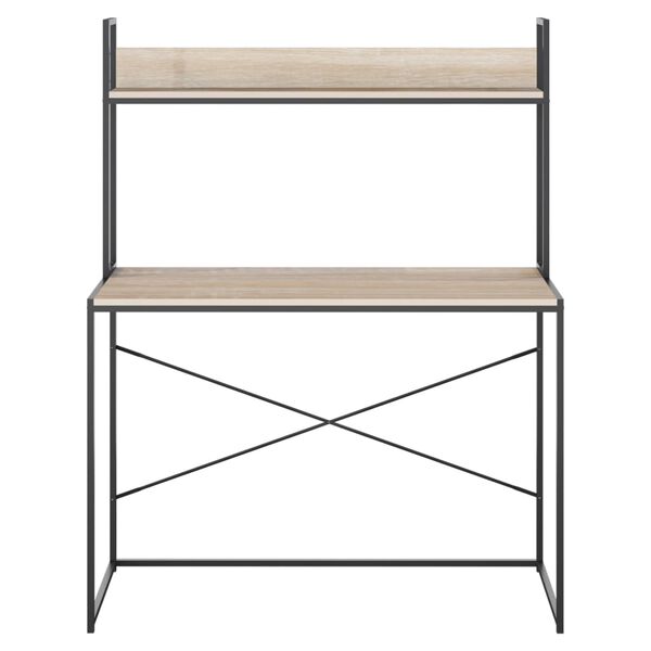 vidaXL Computer Desk Black and Oak 110x60x138 cm Engineered Wood