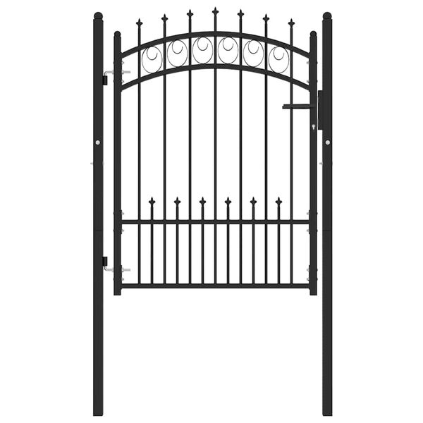 vidaXL Fence Gate with Spikes Steel 104x109.5 cm Black