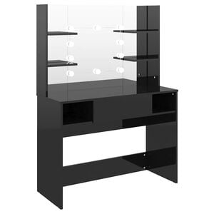 vidaXL Makeup Table with LED Lights 100x40x135 cm MDF Shining Black