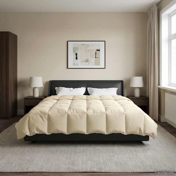 vidaXL Winter Duvet Quilted Cream 220 x 240 cm Microfiber