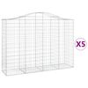 vidaXL Arched Gabion Baskets 5 pcs 200x50x140/160 cm Galvanised Iron
