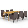 vidaXL 7 Piece Garden Dining Set with Cushions Brown
