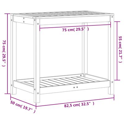 vidaXL Potting Table with Shelf White 82.5x50x75 cm Solid Wood Pine