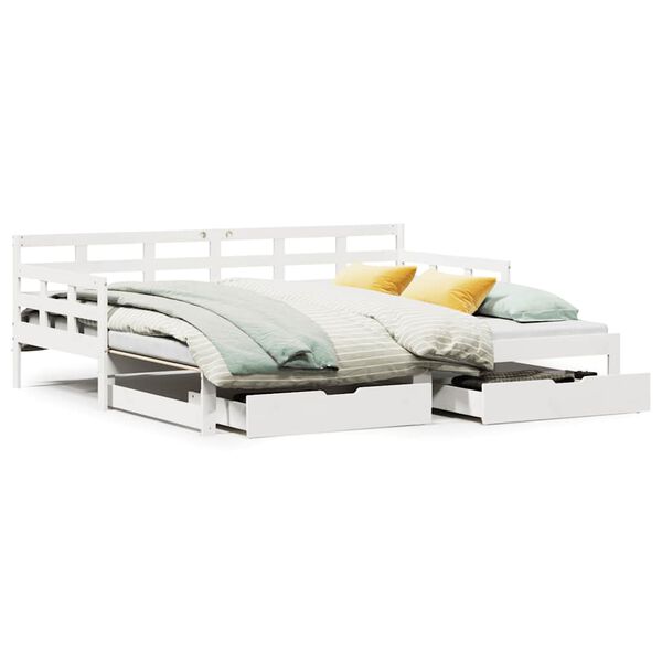 vidaXL Daybed with Trundle and Drawers without Mattress White 80x200 cm