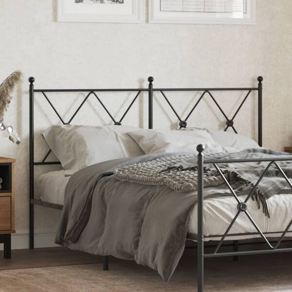 vidaXL Metal Headboard Black 140cm