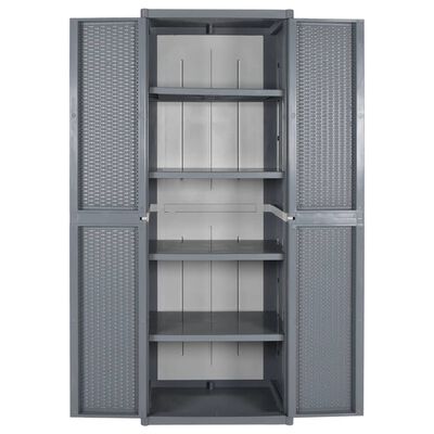 vidaXL Garden Storage Cabinet Grey 65x45x172 cm PP Rattan