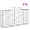 vidaXL Arched Gabion Baskets 14 pcs 200x30x100/120 cm Galvanised Iron