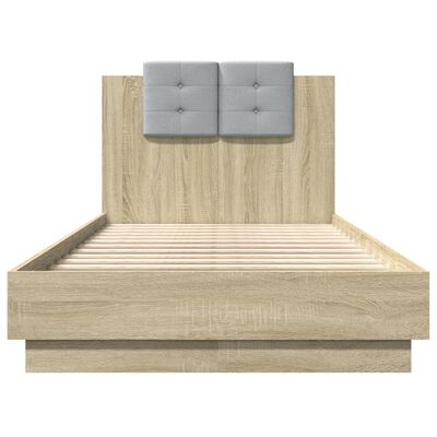 vidaXL Bed Frame with Headboard Sonoma Oak 75x190 cm Small Single Engineered Wood
