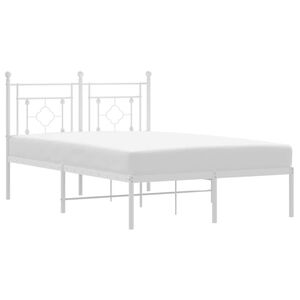 vidaXL Metal Bed Frame without Mattress with Headboard White 120x190cm