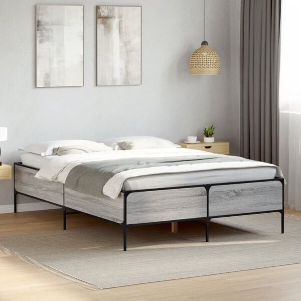 vidaXL Bed Frame without Mattress Grey Sonoma 120x190 cm Small Double