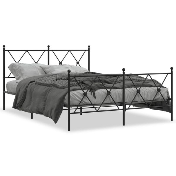 vidaXL Metal Bed Frame without Mattress with Footboard Black 140x190cm