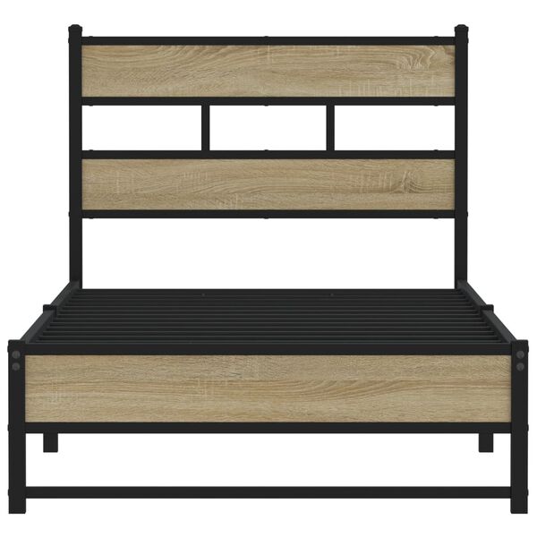 vidaXL Metal Bed Frame without Mattress Sonoma Oak 90x200 cm