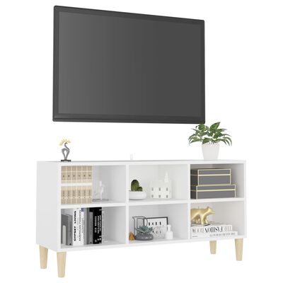 vidaXL TV Cabinet with Solid Wood Legs White 103.5x30x50 cm