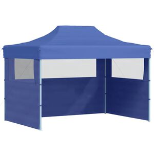 vidaXL Professional Folding Party Tent with 3 Sidewalls 3x4 m Steel Blue