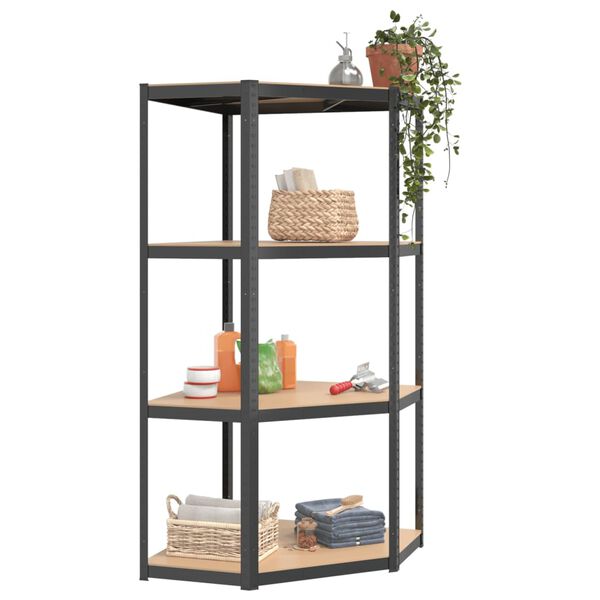 vidaXL 4-Layer Corner Shelf Anthracite Steel&Engineered Wood