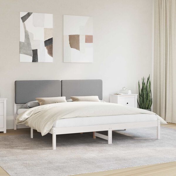 vidaXL Bed Frame with Upholstered Headboard Light Grey 180 x 200 cm