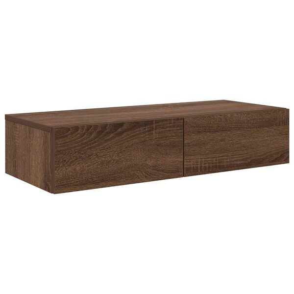 vidaXL Wall Shelf with Drawers Brown Oak 80x33x17 cm Engineered Wood