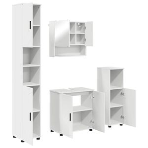 vidaXL Bathroom Furniture Set 4 pcs White Engineered wood & Metal