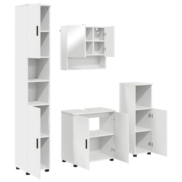 vidaXL Bathroom Furniture Set 4 pcs White Engineered wood & Metal