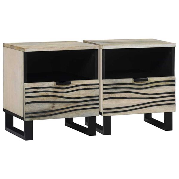 vidaXL Bedside Cabinet 2 pcs White and Black 40 x 33 x 46 cm