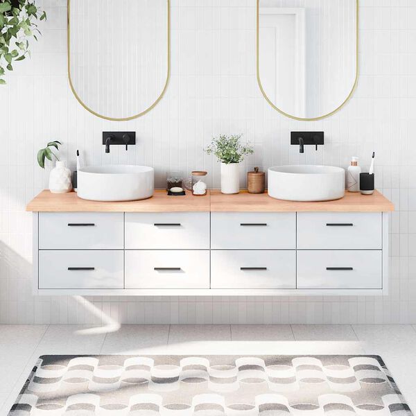 vidaXL Bathroom Countertop Light Brown 200x60x(2-4)cm Treated Solid Wood