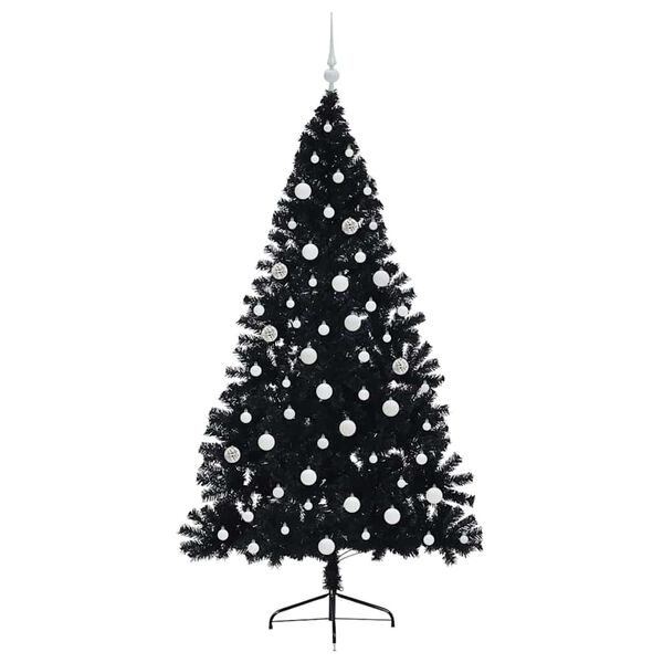 vidaXL Artificial Pre-lit Christmas Tree Black 180 cm PVC
