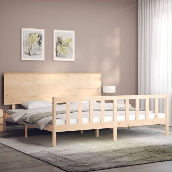 vidaXL Bed Frame without Mattress Super King Size Solid Wood Pine