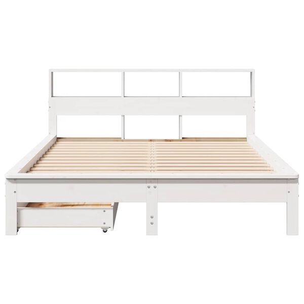 vidaXL Bookcase Bed without Mattress White 135x190 cm Double Solid Wood Pine