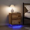 vidaXL Bedside Cabinet with LED Lights&nbsp;Old Wood 38x34x50 cm
