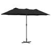 vidaXL Garden Parasol Black 370 x 197 x 239 cm Powder-coated steel
