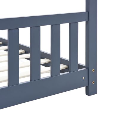 vidaXL Kids Bed Frame Grey Solid Pine Wood 70x140 cm