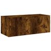 vidaXL TV Wall Cabinet with LED Lights Smoked Oak 80x35x31 cm