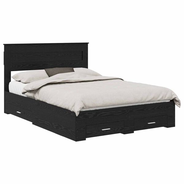 vidaXL Bed Frame with Headboard Black Oak 140 x 190 cm Engineered Wood