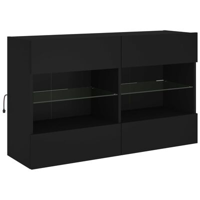 vidaXL 6 Piece TV Wall Cabinet Set with LED Lights Black