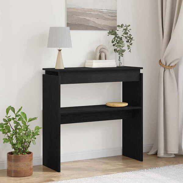 vidaXL Console Table Black Oak 80 x 30 x 80 cm Engineered Wood