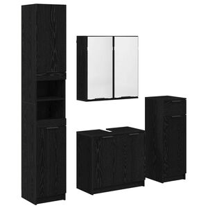 vidaXL Bathroom Furniture Set 4 pcs Black Oak Engineered Wood