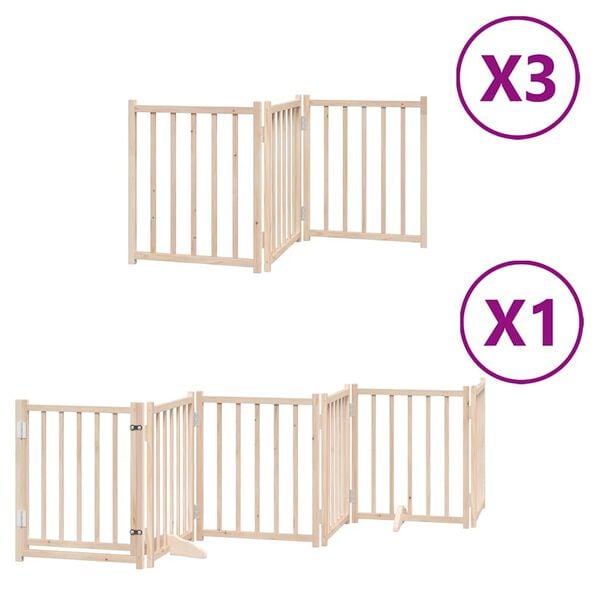 vidaXL Dog Gate with Door Foldable 15 Panels 750 cm Poplar Wood
