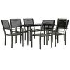 vidaXL 7 Piece Garden Dining Set Black Steel and Textilene