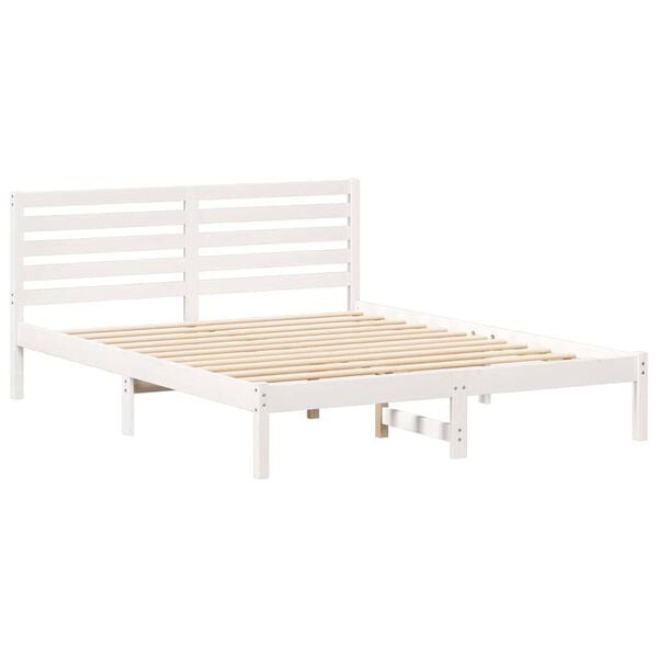 vidaXL Bed Frame with Headboard White 150 x 200 cm Solid Pine Wood
