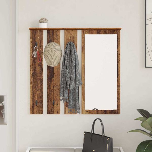 vidaXL Wall-Mounted Coat Rack Old wood 84 x 10 x 80 cm Engineered wood