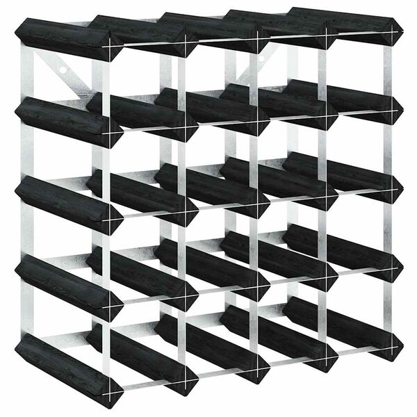 vidaXL Wine Rack for 20 Bottles Black Solid Pine Wood