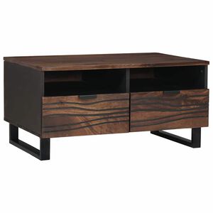 vidaXL Coffee Table Brown and Black 80 x 54 x 40 cm Solid Acacia wood