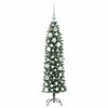 vidaXL Artificial Slim Christmas Tree Green and white 120 cm