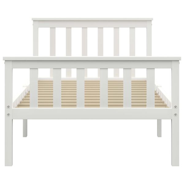 vidaXL Bed Frame without Mattress White Solid Pinewood 100x200 cm