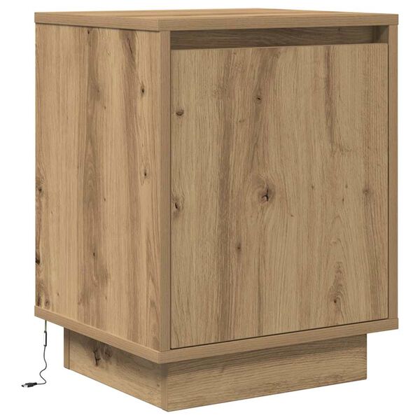 vidaXL Bedside Cabinet with LED Lights&nbsp;Artisan Oak 38x34x50 cm
