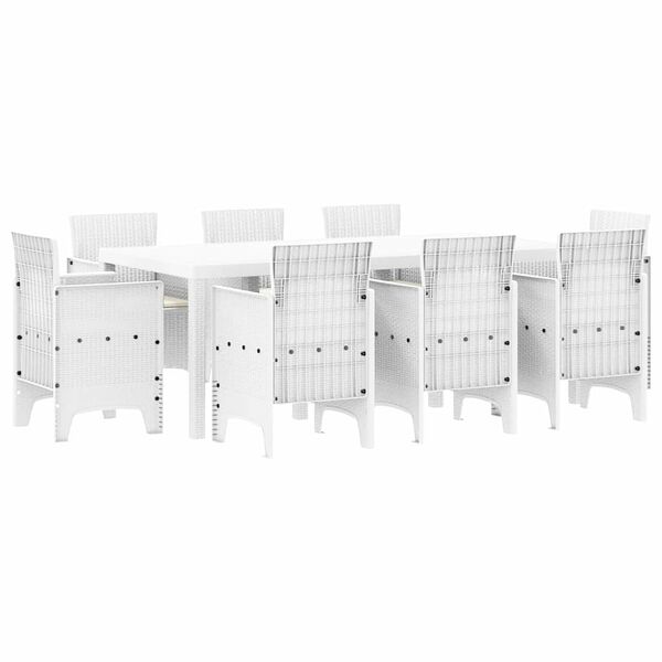 vidaXL Garden Dining Set 9 pcs White Polypropylene